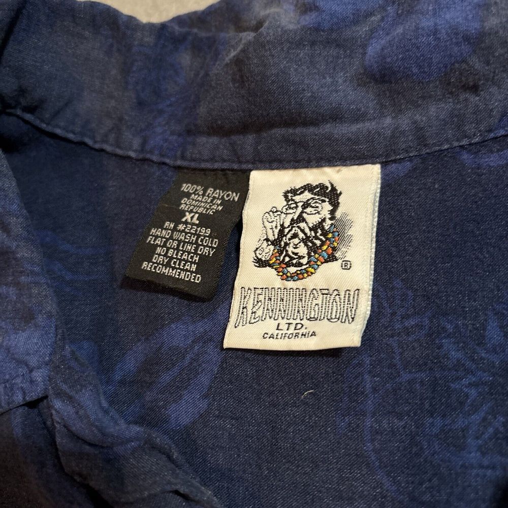 Vintage Kennington Ltd Hawaiian Dragon Flames Shirt Button Up‎ Mens XL Blue Red - Picture 2 of 7